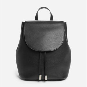 Everlane Petra Black Leather Drawstring Backpack